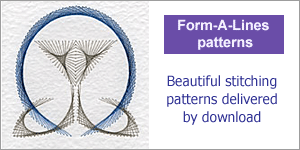 Advert for free stitching card patterns at Form-A-Lines