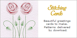 Advert for free patterns at Stitching Cards